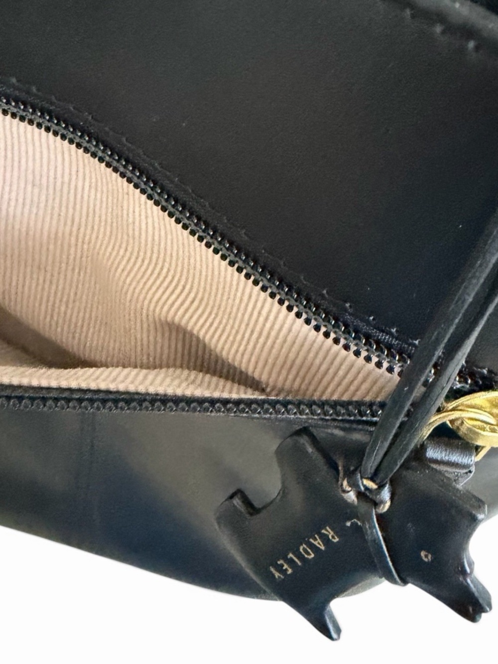 Radley London Pockets Black Leather Slim Crossbody Bag / Purse Scottie Dog Charm - Picture 8 of 12